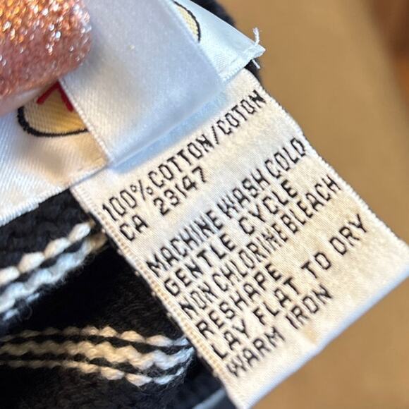 Talbots Striped Cardigan Sweater Large Black White Zip Up Preppy Academia Office - Picture 6 of 7